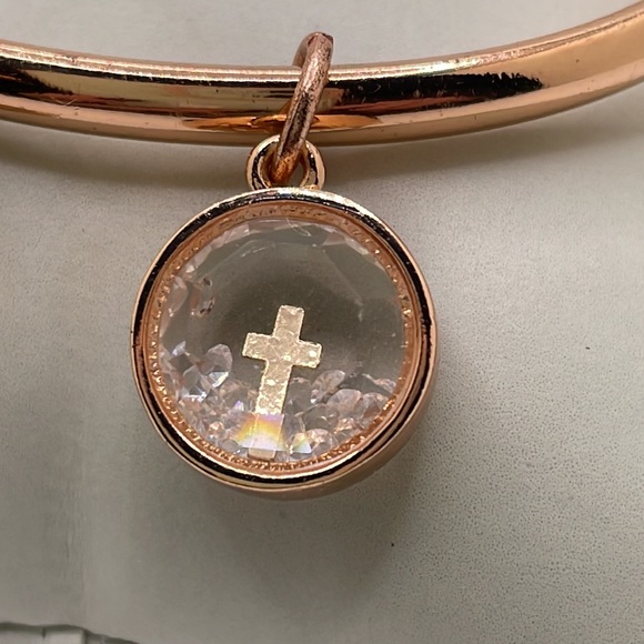 BCBGeneration Women's Metallic Rose Gold Crystal Blessed Cuff Bracelet - Picture 6 of 8